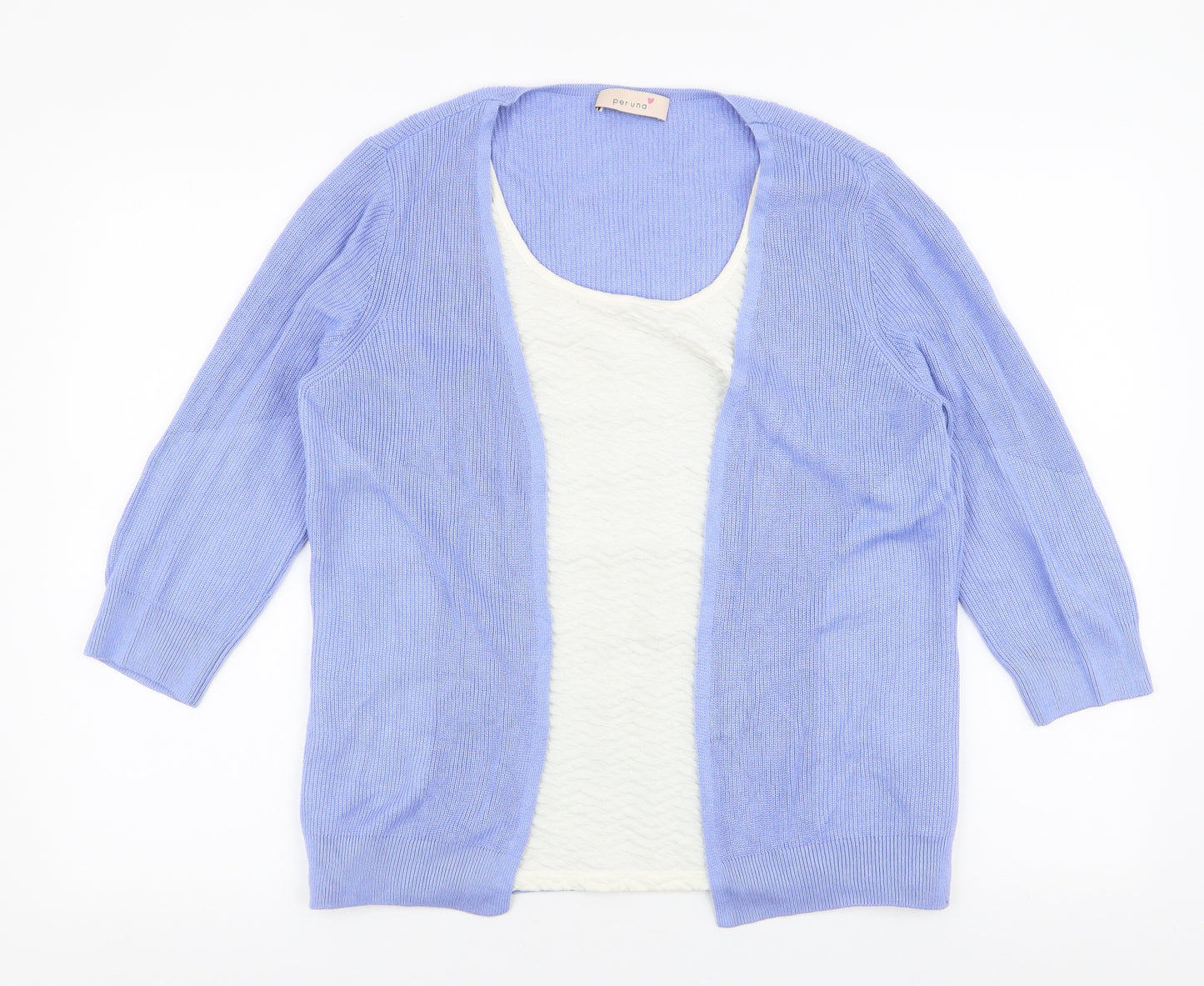 Marks and Spencer Womens Purple Round Neck  Acrylic Cardigan Jumper Size 14   - Built in t shirt