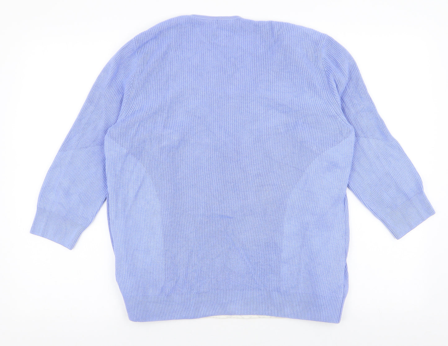 Marks and Spencer Womens Purple Round Neck  Acrylic Cardigan Jumper Size 14   - Built in t shirt