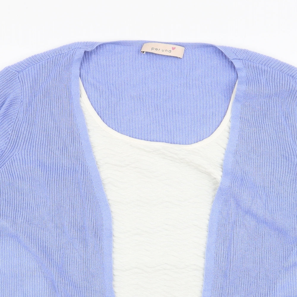 Marks and Spencer Womens Purple Round Neck  Acrylic Cardigan Jumper Size 14   - Built in t shirt