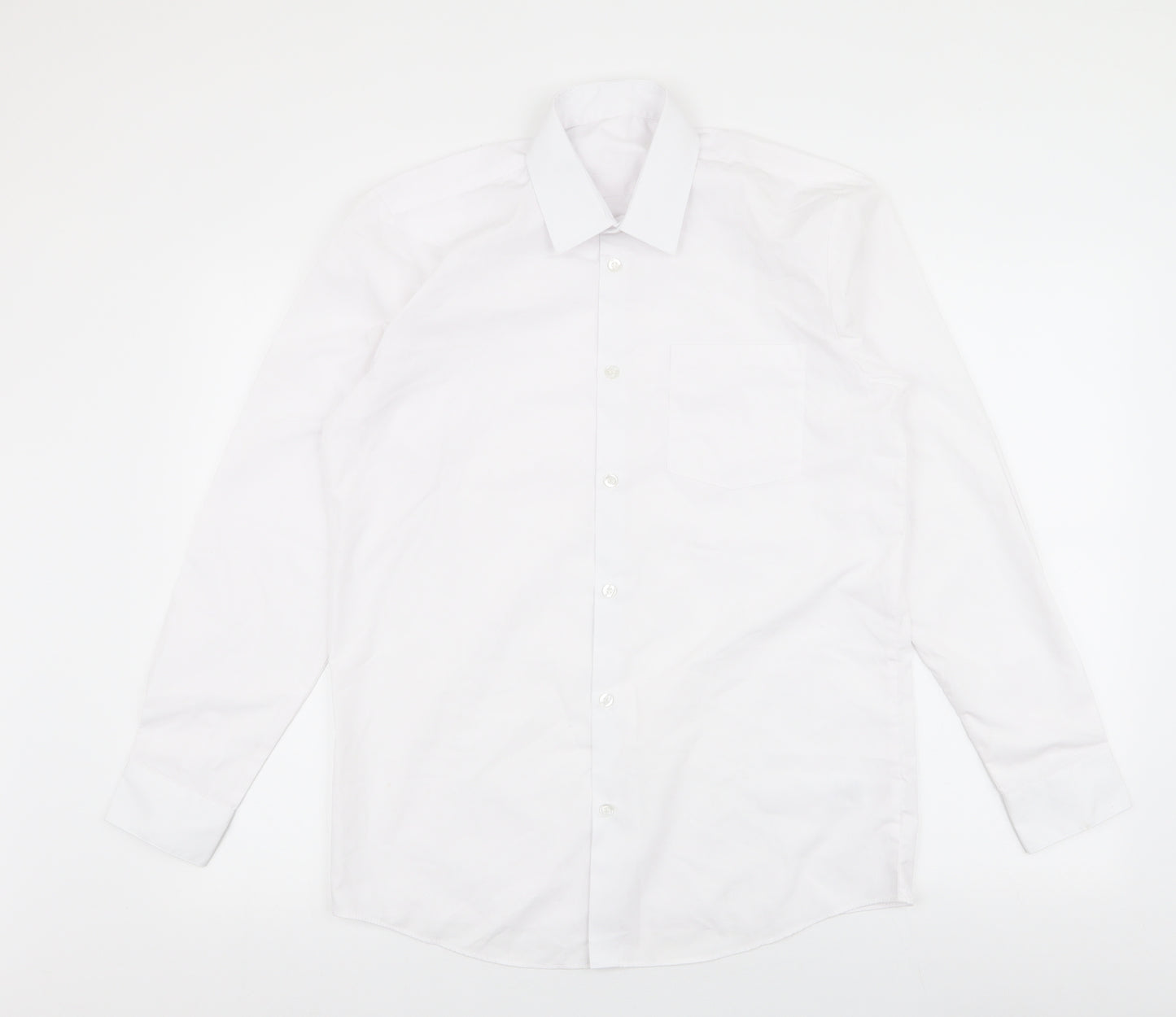 George Boys White  Polyester Basic Button-Up Size 15-16 Years Collared Button