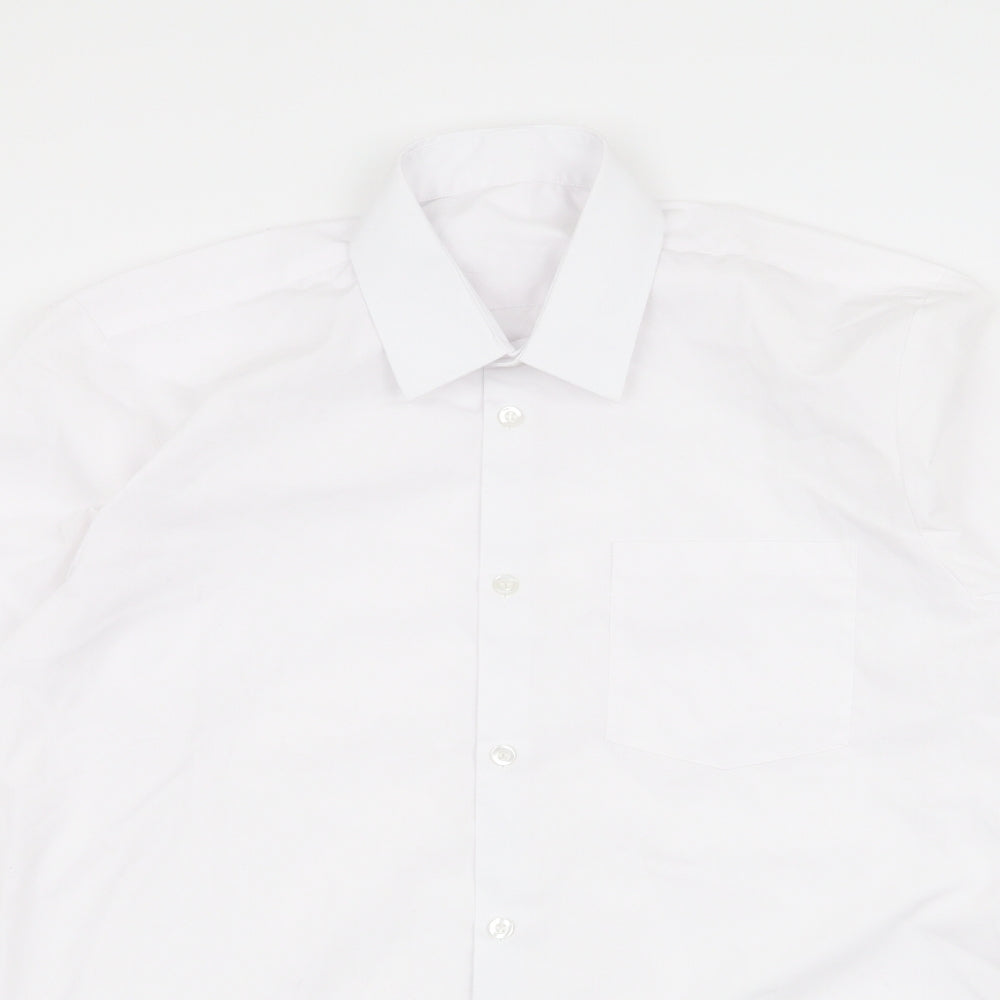 George Boys White  Polyester Basic Button-Up Size 15-16 Years Collared Button