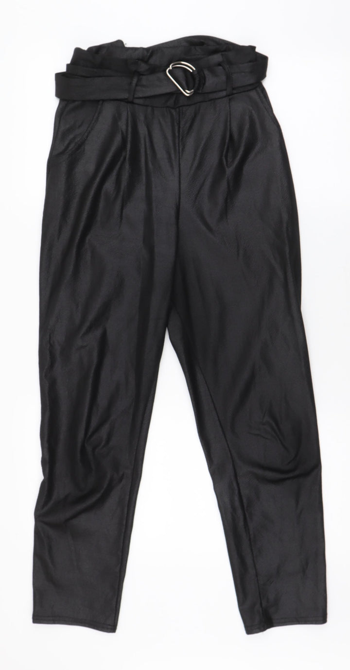 PRETTYLITTLETHING Womens Black  Polyester Dress Pants Trousers Size 8 L25 in Regular Buckle