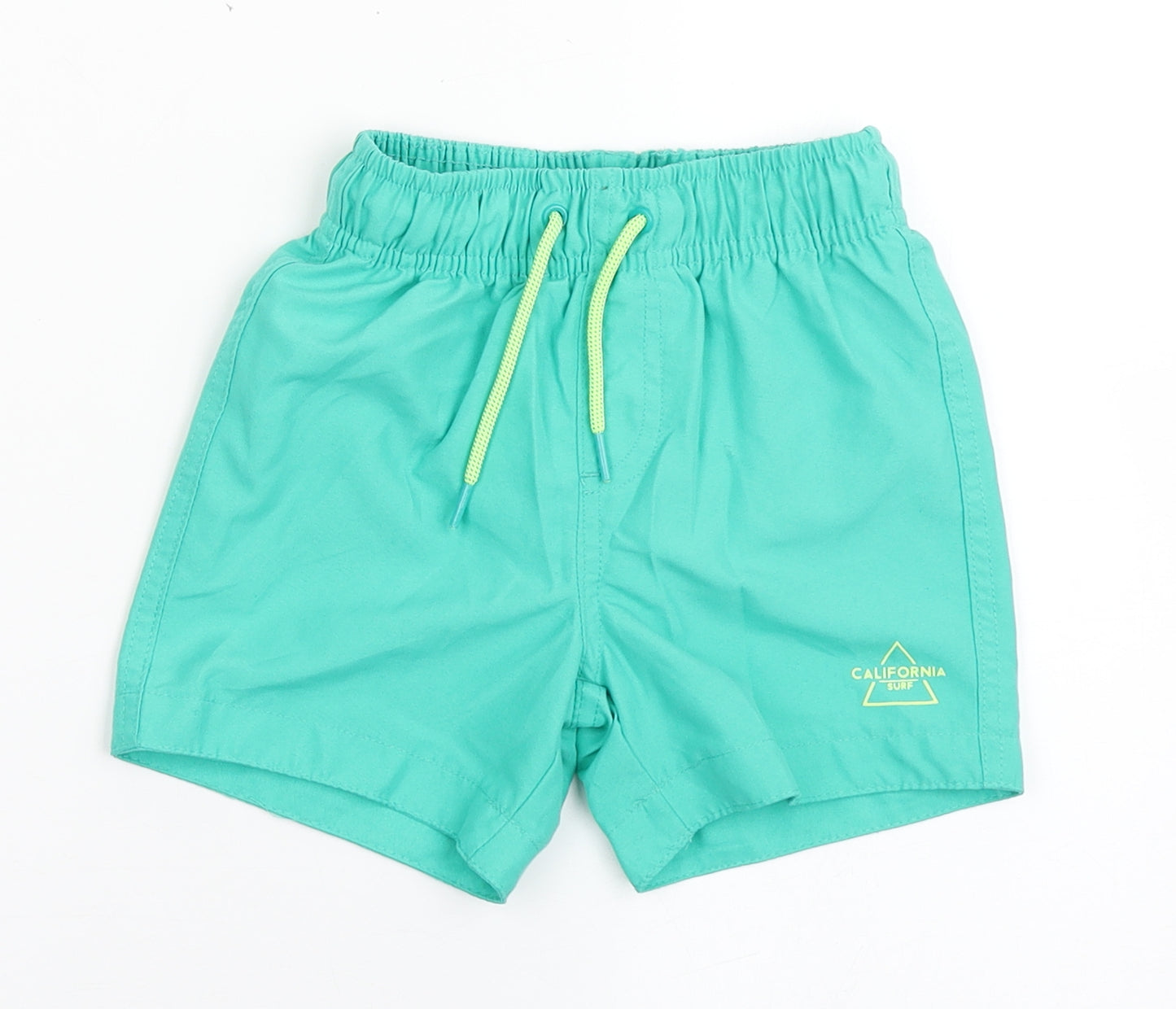 Primark Boys Green  100% Polyester Compression Shorts Size 2-3 Years  Regular Drawstring