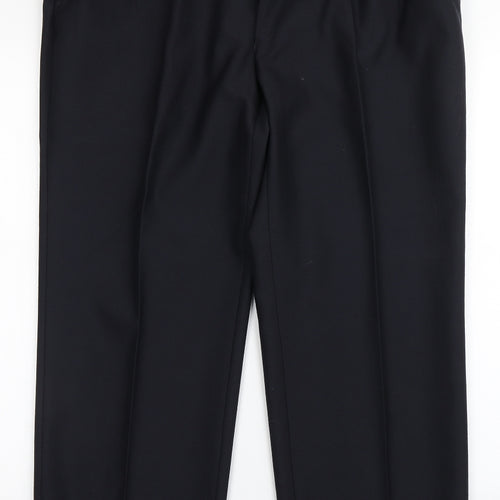 Douglas Mens Blue  Polyester Dress Pants Trousers Size 38 L28 in Regular Button - Short Leg