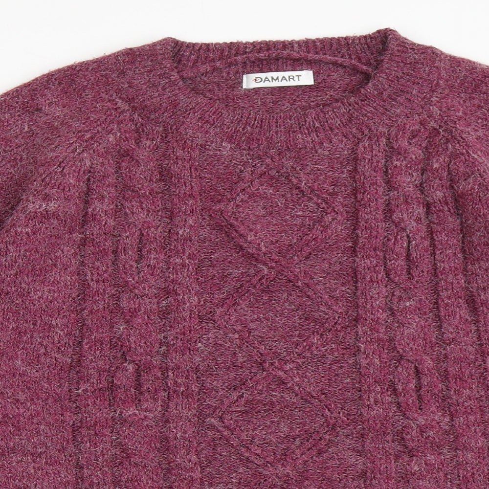 Damart Womens Pink Round Neck  Acrylic Pullover Jumper Size 10