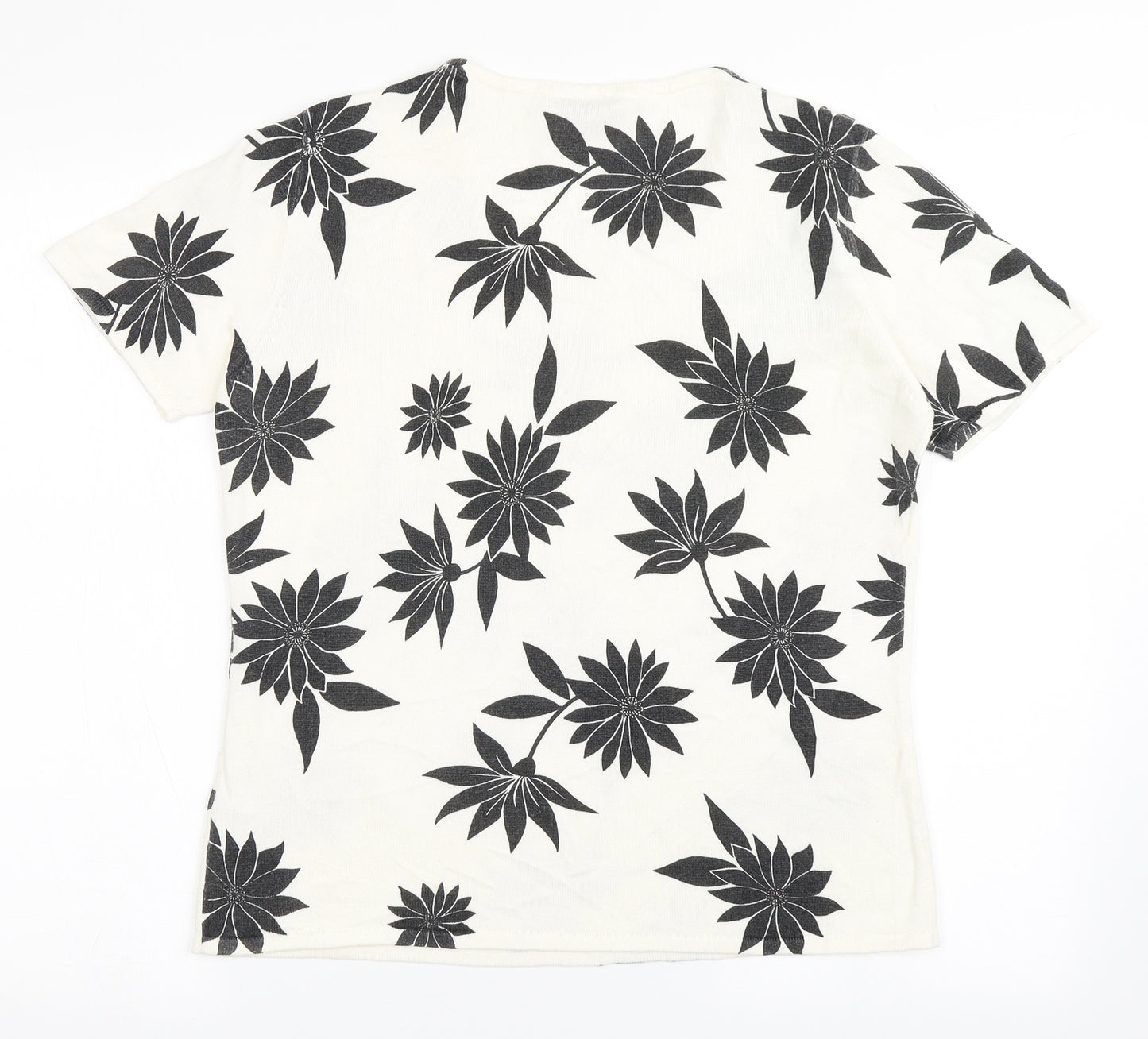 Alexon Womens Ivory Round Neck Floral Acrylic Pullover Jumper Size 12