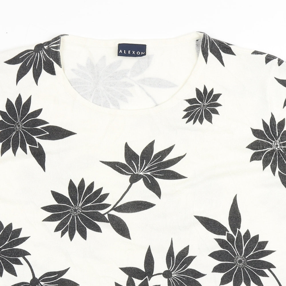 Alexon Womens Ivory Round Neck Floral Acrylic Pullover Jumper Size 12