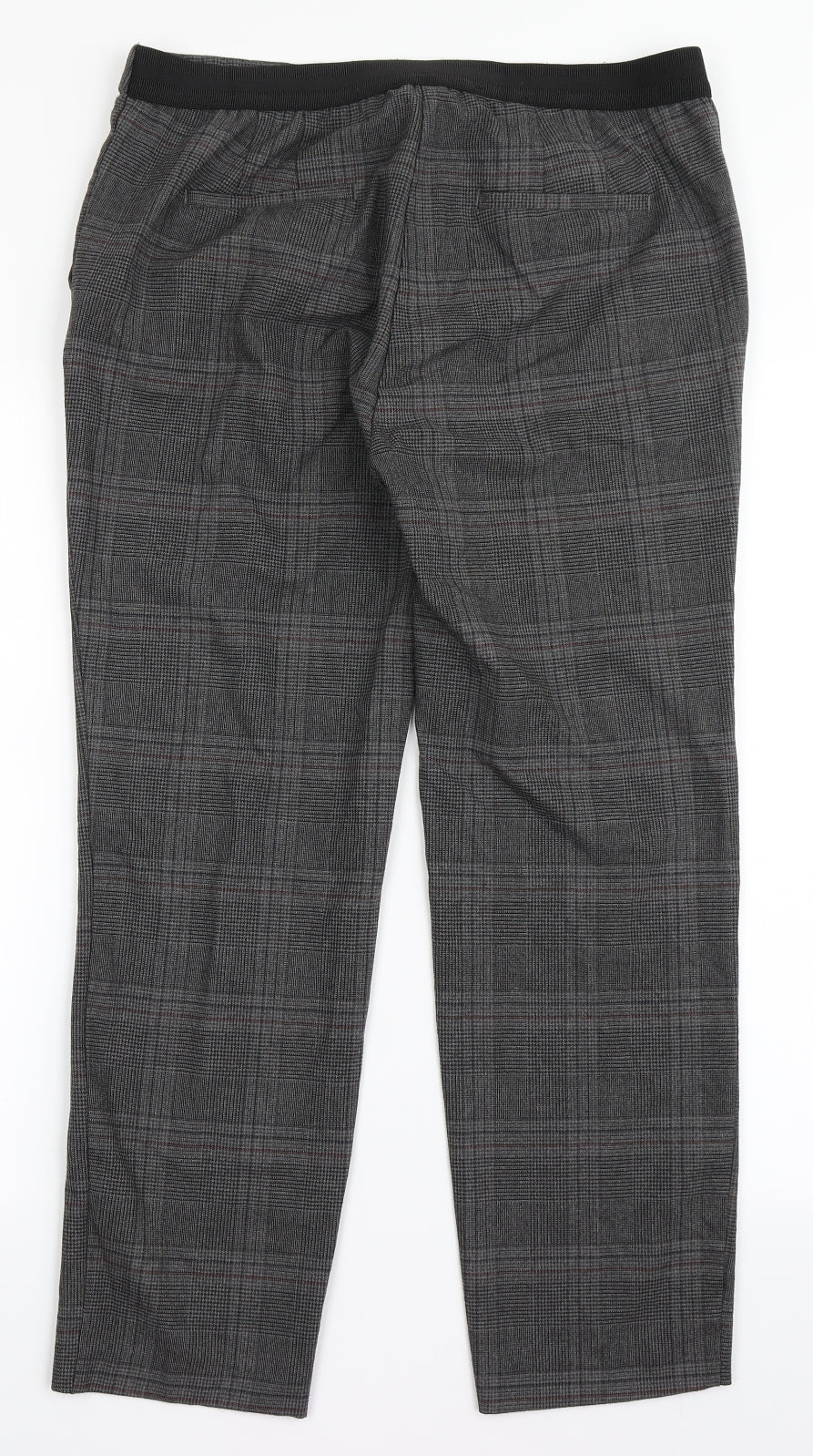 Zara Womens Grey Check Polyester Trousers  Size XL L26 in Regular Button