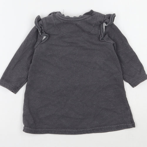 George Girls Grey  Cotton Jersey Casual Size 6-9 Months Round Neck Snap