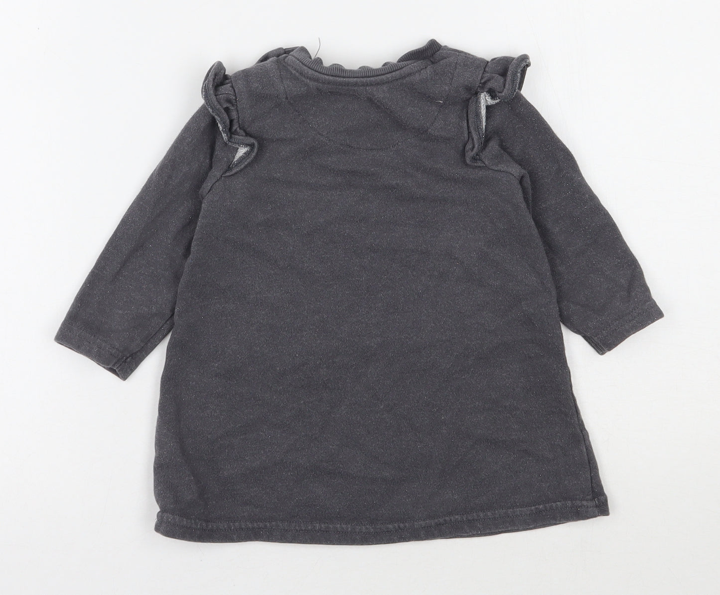 George Girls Grey  Cotton Jersey Casual Size 6-9 Months Round Neck Snap