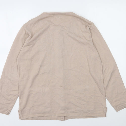 Reflect Womens Beige Round Neck  Acrylic Cardigan Jumper Size M