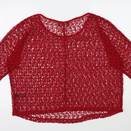 NEXT Womens Red Scoop Neck  Polyester Pullover Jumper Size 16