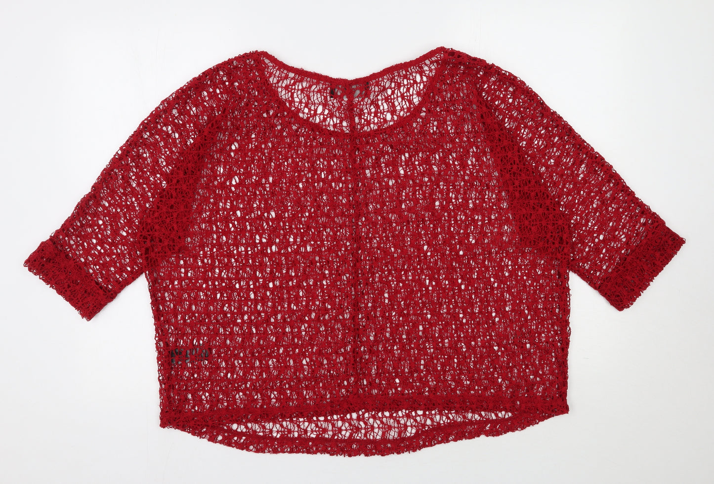 NEXT Womens Red Scoop Neck  Polyester Pullover Jumper Size 16