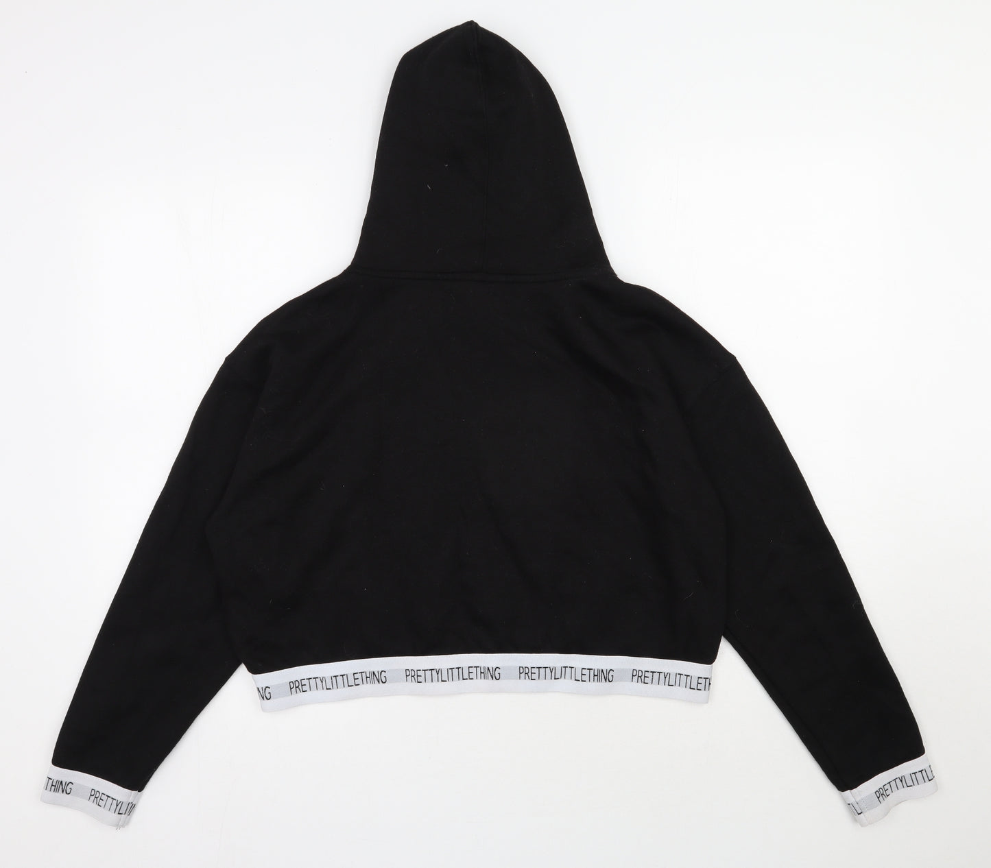 PRETTYLITTLETHING Womens Black  Polyester Pullover Hoodie Size XL  Pullover - Cropped