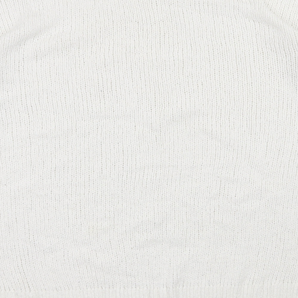 Marks and Spencer Womens White Roll Neck  Cotton Pullover Jumper Size M