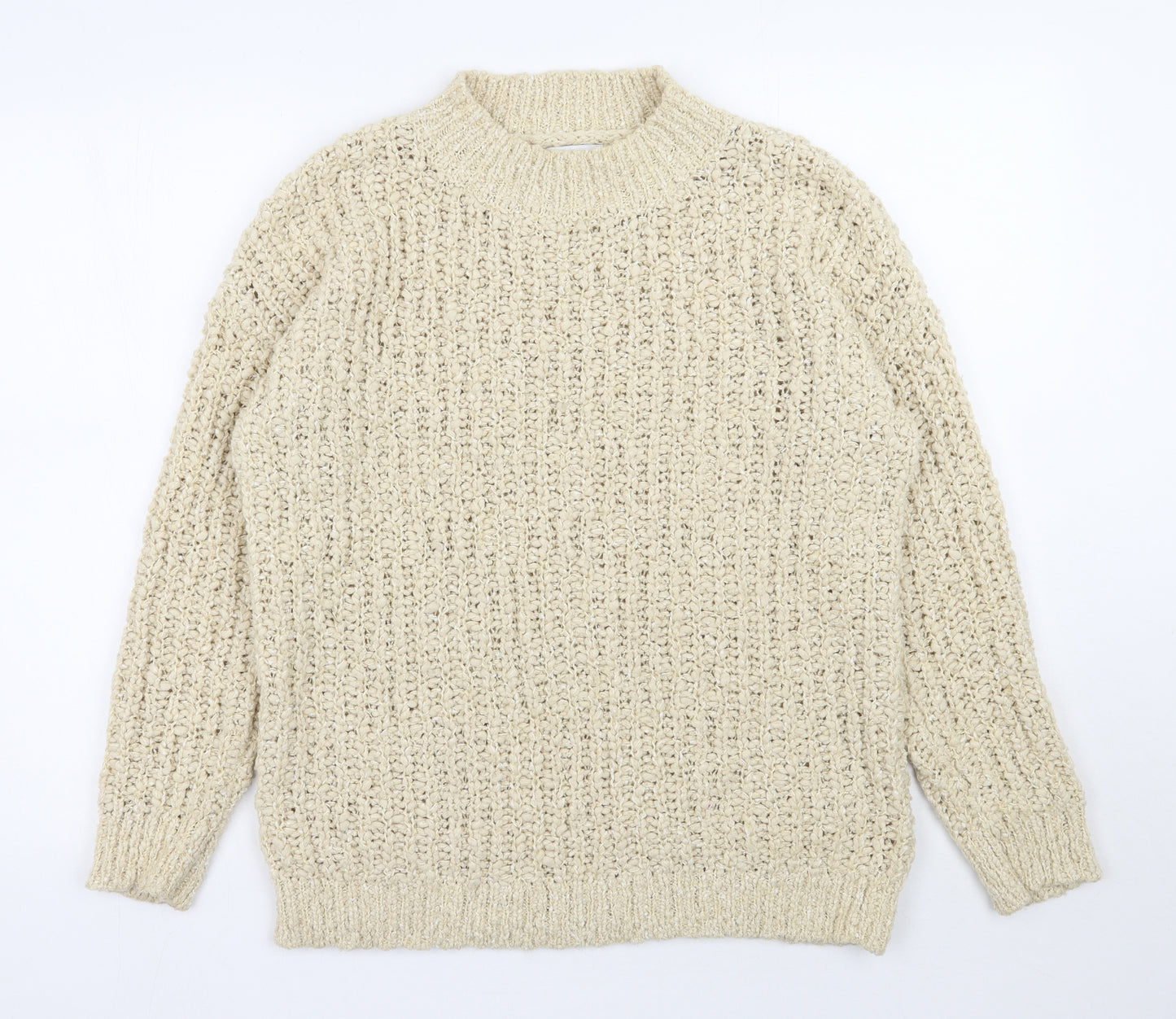 Papaya Womens Beige Mock Neck  Polyester Pullover Jumper Size L
