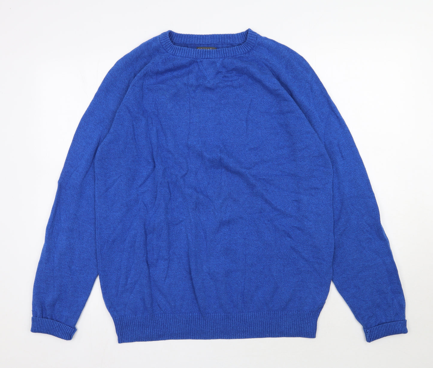 Primark Mens Blue Round Neck  Cotton Pullover Jumper Size L