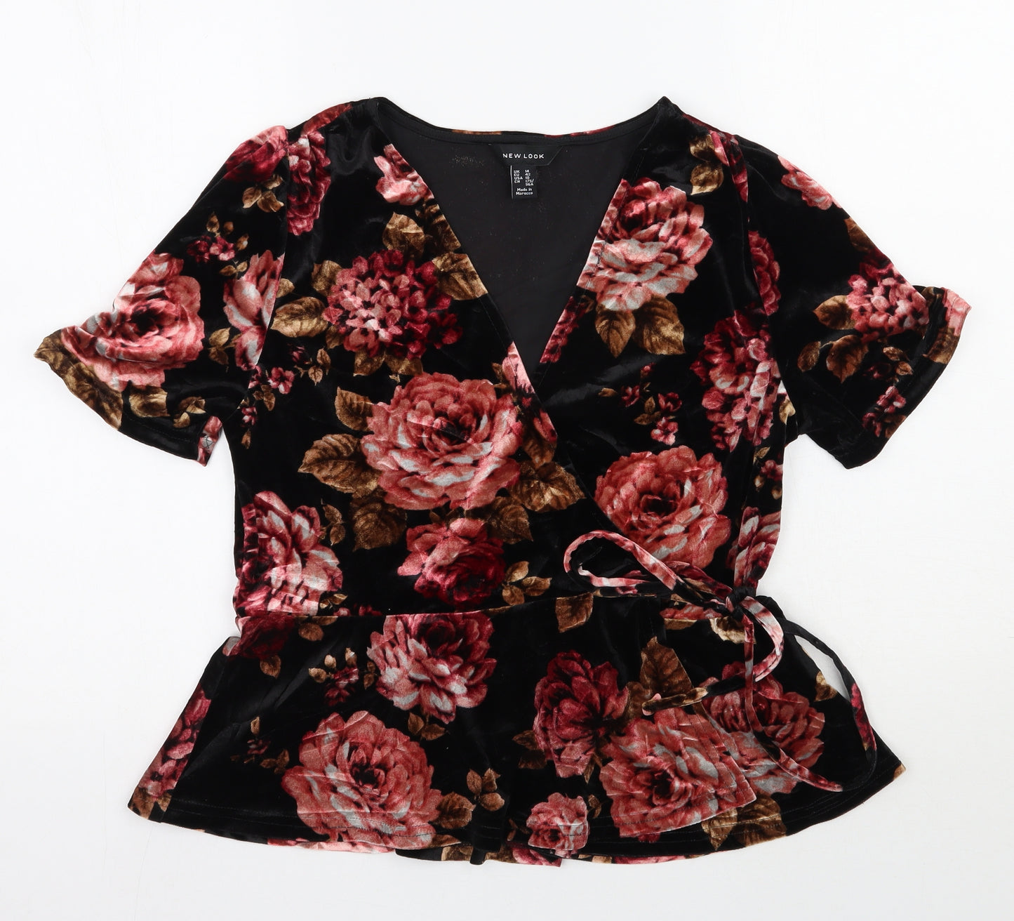 New Look Womens Multicoloured Floral Polyester Wrap Blouse Size 14 V-Neck