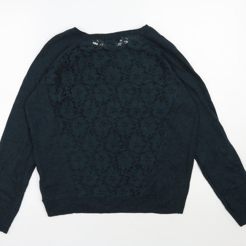 Topshop Womens Green Round Neck  Viscose Pullover Jumper Size 8