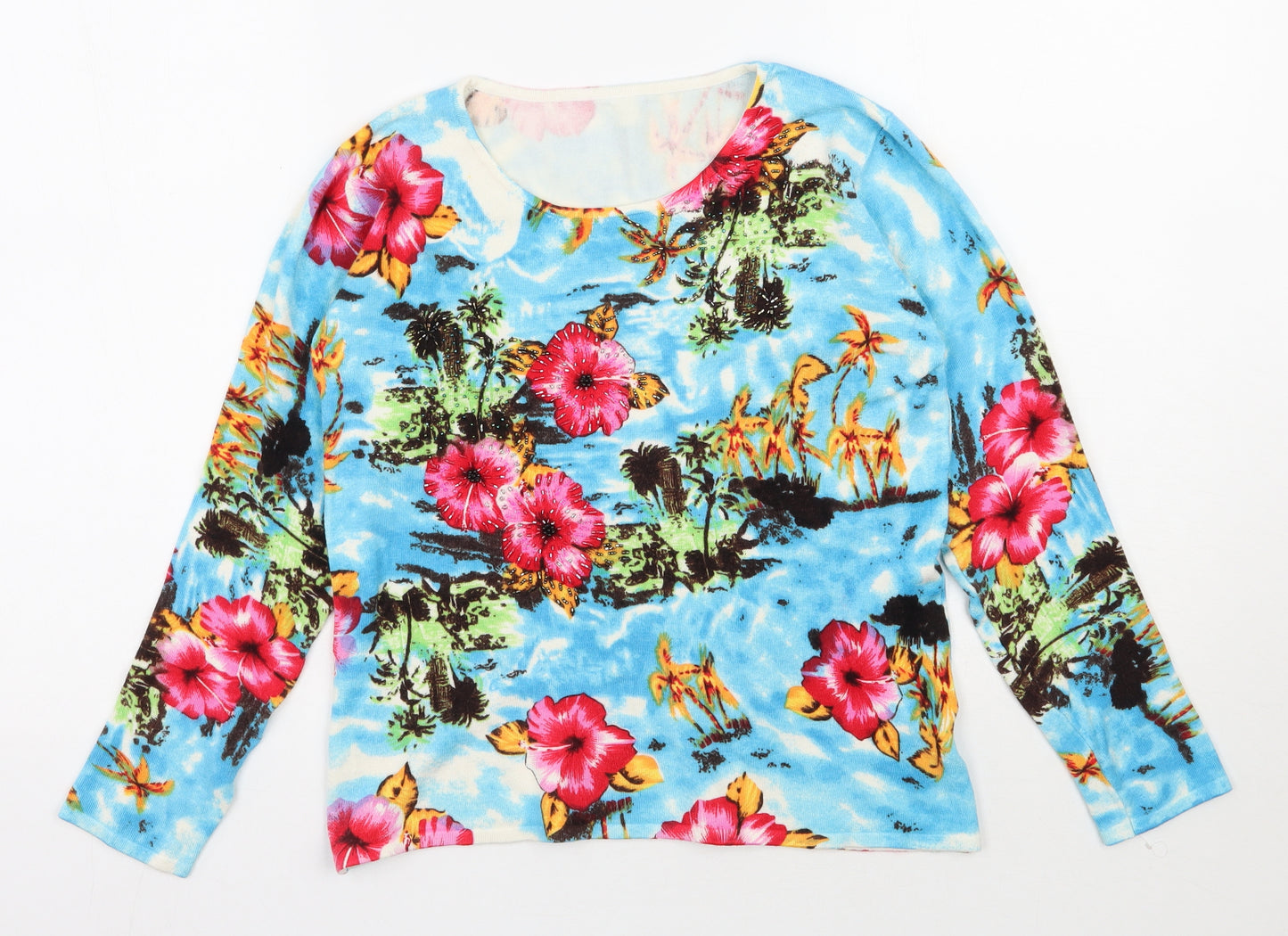 Preworn Womens Multicoloured Round Neck  Rayon Pullover Jumper Size L