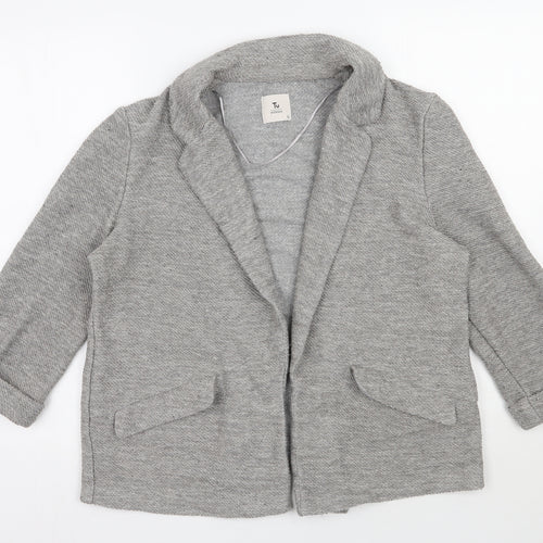 TU Womens Grey V-Neck  Polyester Cardigan Jumper Size 12