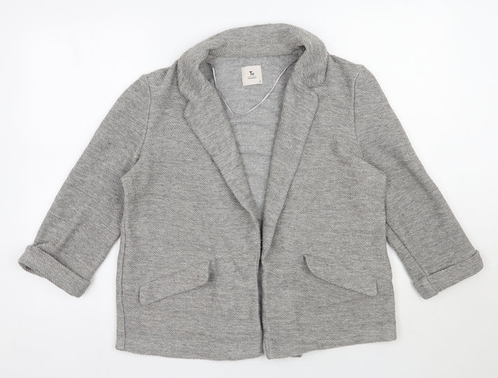 TU Womens Grey V-Neck  Polyester Cardigan Jumper Size 12