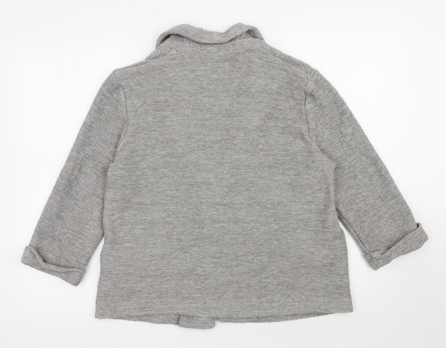 TU Womens Grey V-Neck  Polyester Cardigan Jumper Size 12