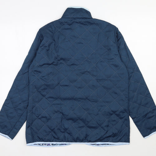 Nathalie Andersen Womens Blue Argyle/Diamond  Jacket  Size 14  Snap
