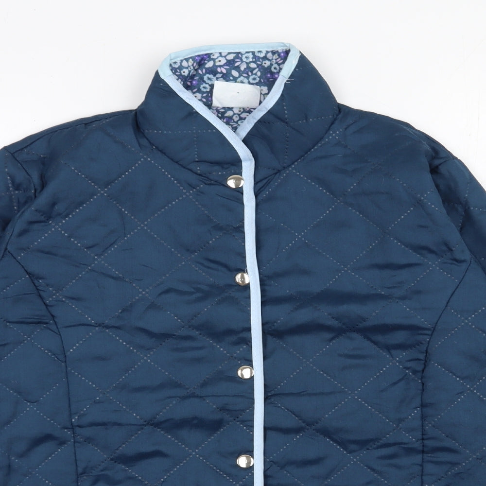 Nathalie Andersen Womens Blue Argyle/Diamond  Jacket  Size 14  Snap