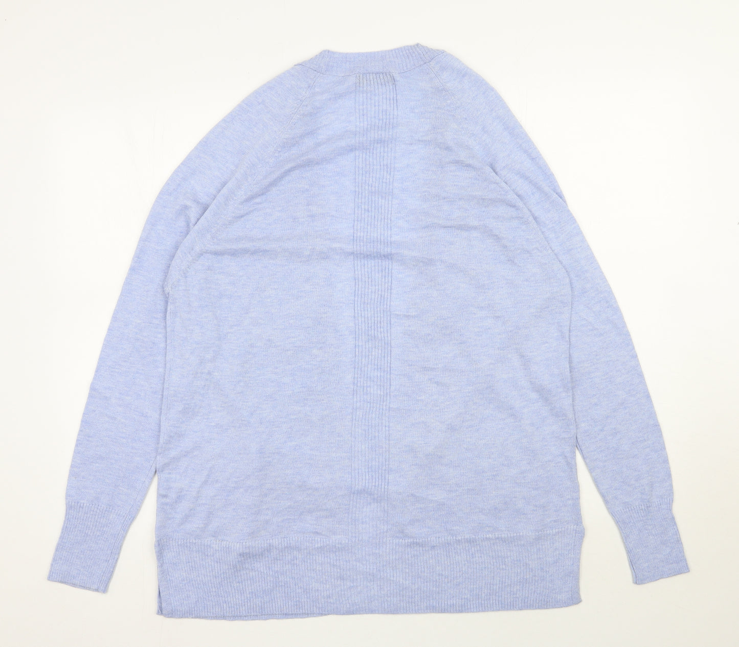 F&F Womens Blue V-Neck  Nylon Cardigan Jumper Size M