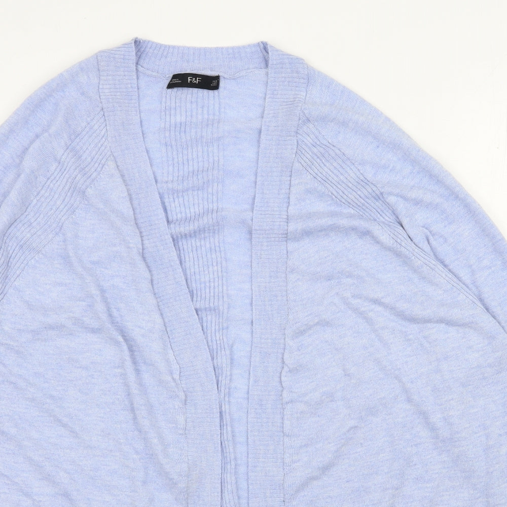 F&F Womens Blue V-Neck  Nylon Cardigan Jumper Size M
