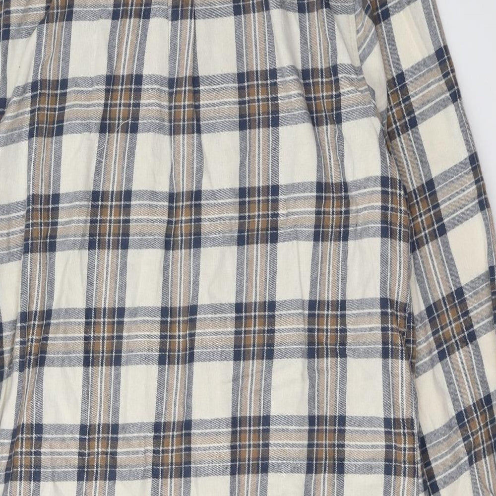 Primark Womens Beige Plaid Cotton Shirt Dress  Size 14  Collared Button