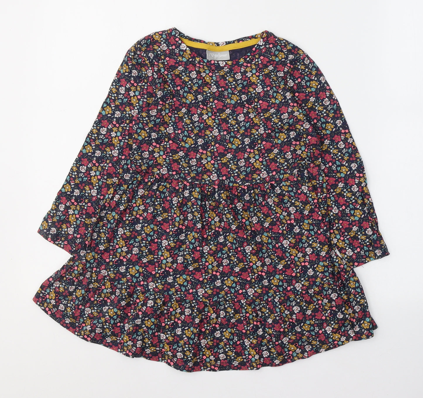 Ilovegirlswear Girls Blue Floral Cotton Fit & Flare  Size 6 Years  Round Neck Pullover