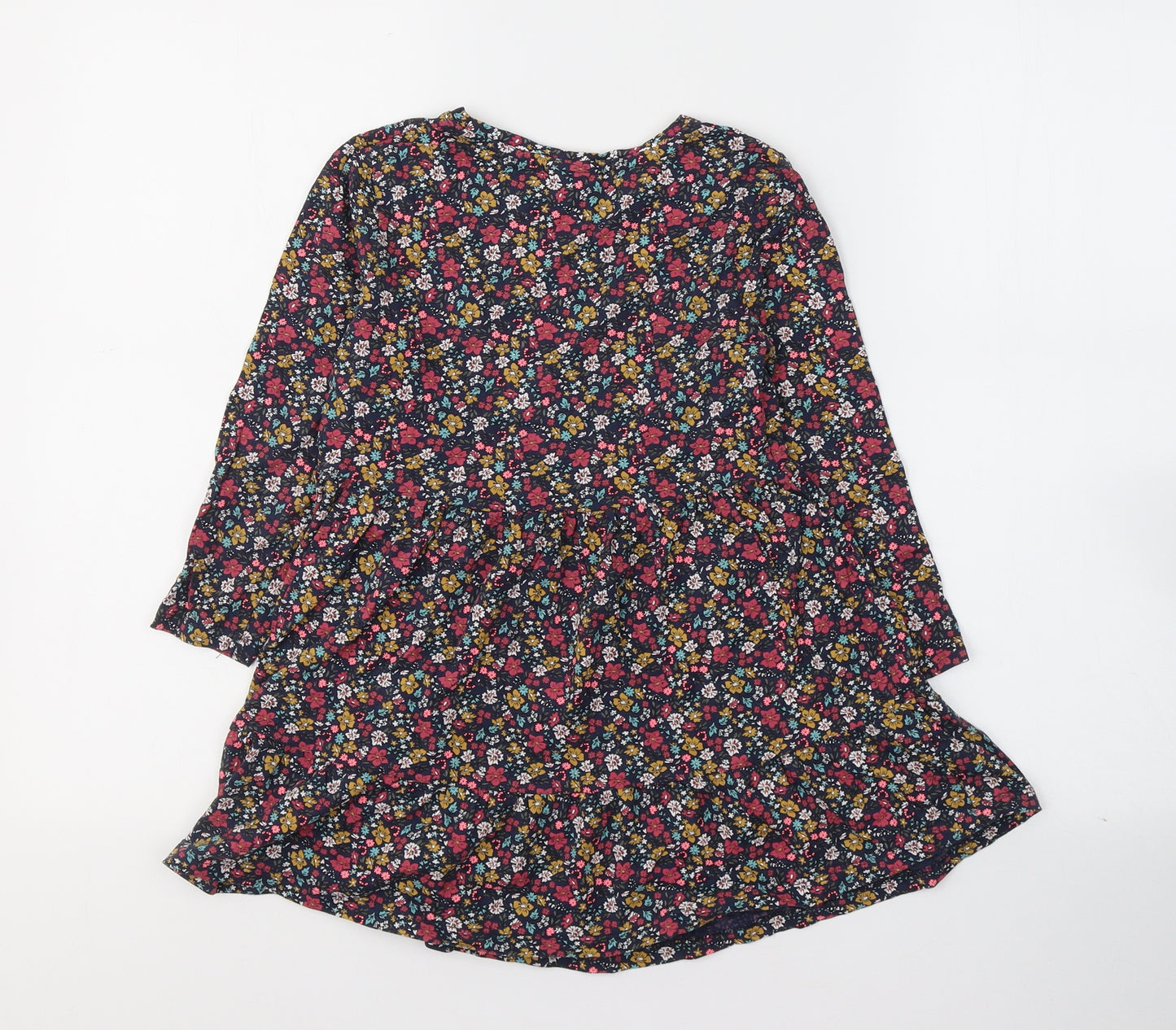 Ilovegirlswear Girls Blue Floral Cotton Fit & Flare  Size 6 Years  Round Neck Pullover