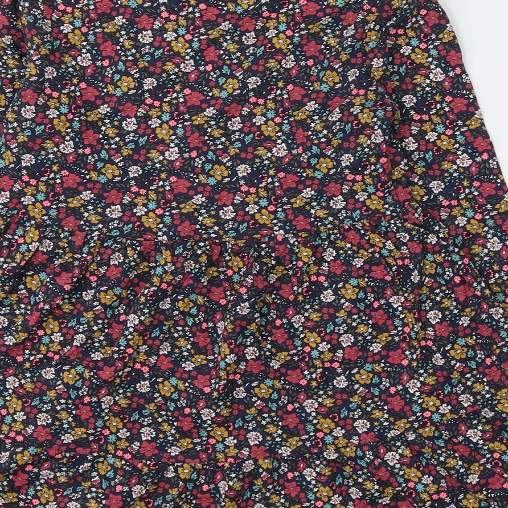 Ilovegirlswear Girls Blue Floral Cotton Fit & Flare  Size 6 Years  Round Neck Pullover