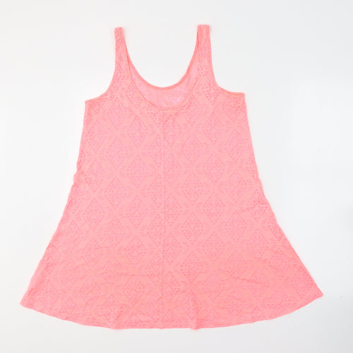 Papaya Womens Pink Geometric Cotton Tunic Tank Size 8 Round Neck