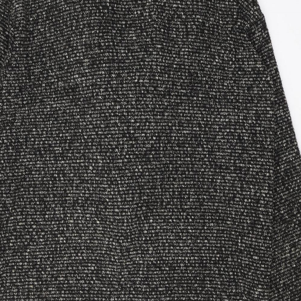 F&F Womens Black Herringbone  Overcoat Coatigan Size 10  Button