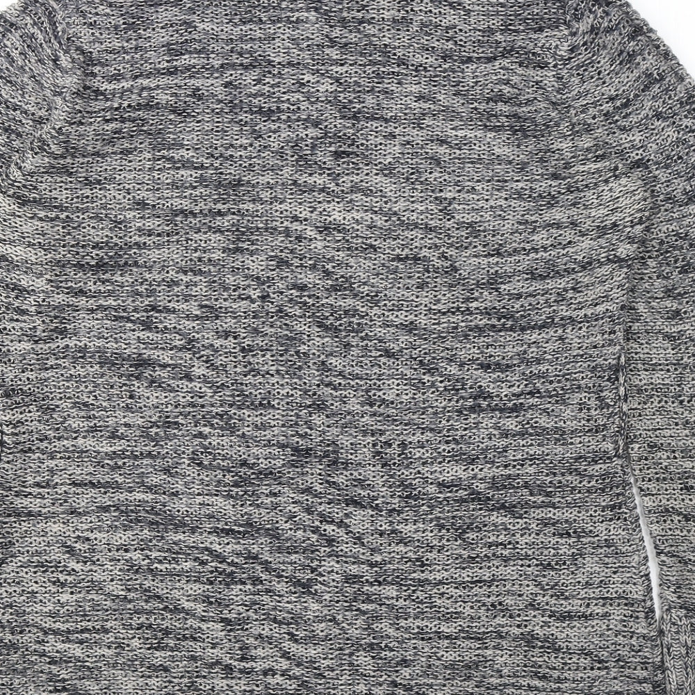 Papaya Womens Grey Roll Neck Herringbone Acrylic Tunic Jumper Size 16