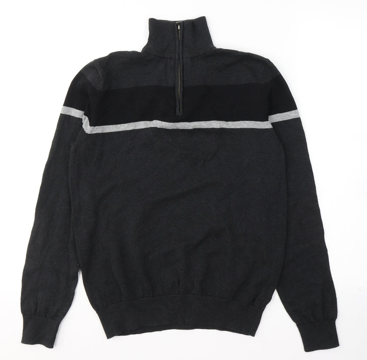 TU Mens Black Cotton Pullover Sweatshirt Size S