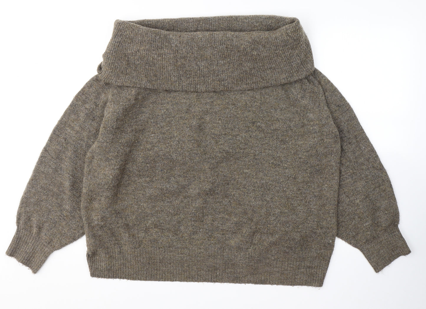 H&M Womens Brown Roll Neck  Acrylic Pullover Jumper Size XL