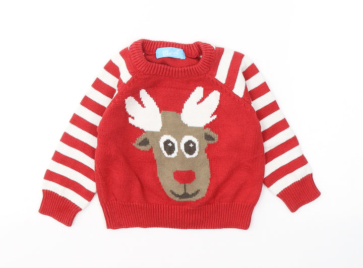 Rebel Baby Red Striped Cotton Pullover Jumper Size 9-12 Months  Pullover - Christmas jumper