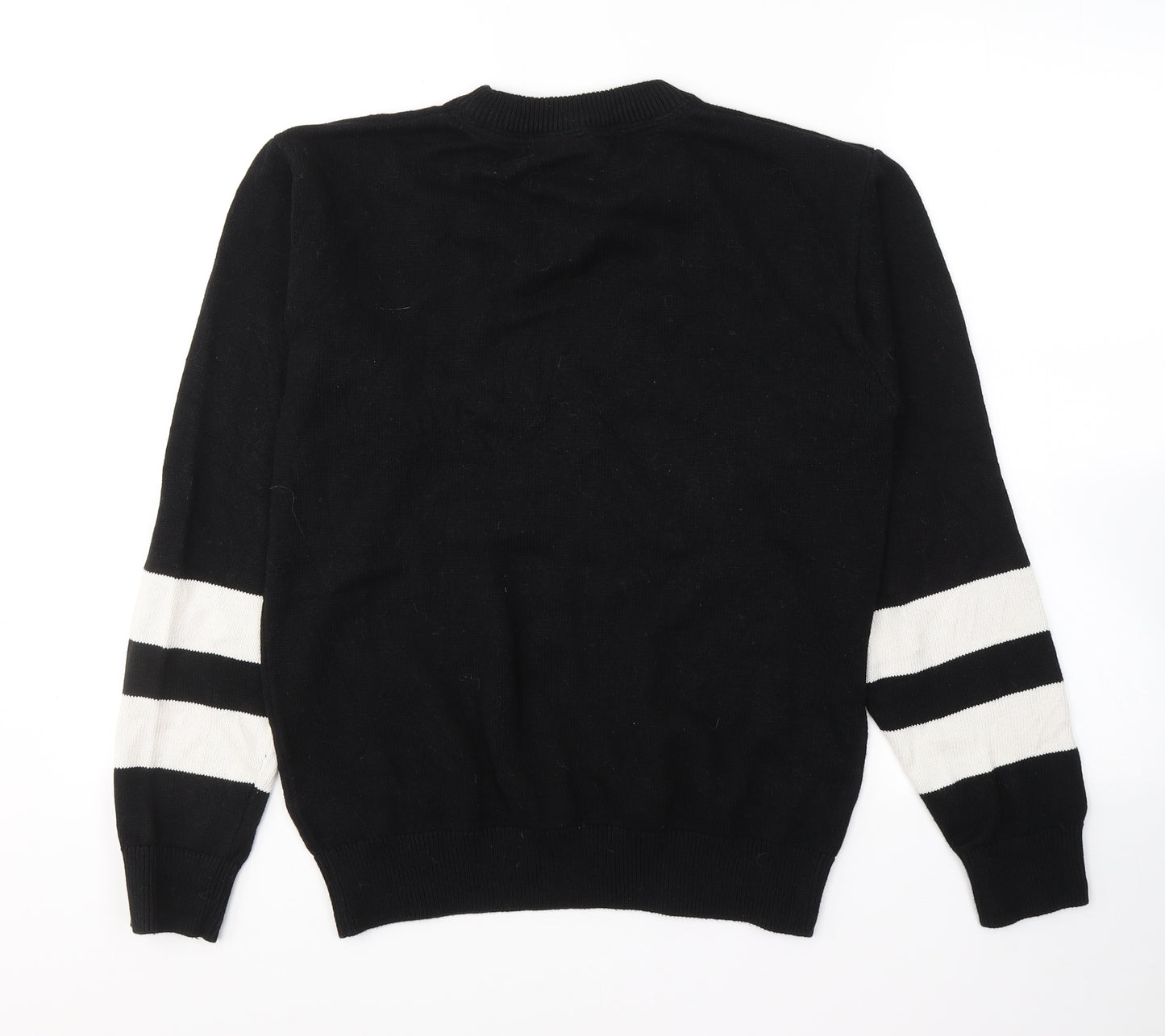 Lodge Mens Black Round Neck  Cotton Pullover Jumper Size S