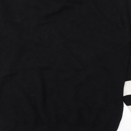 Lodge Mens Black Round Neck  Cotton Pullover Jumper Size S