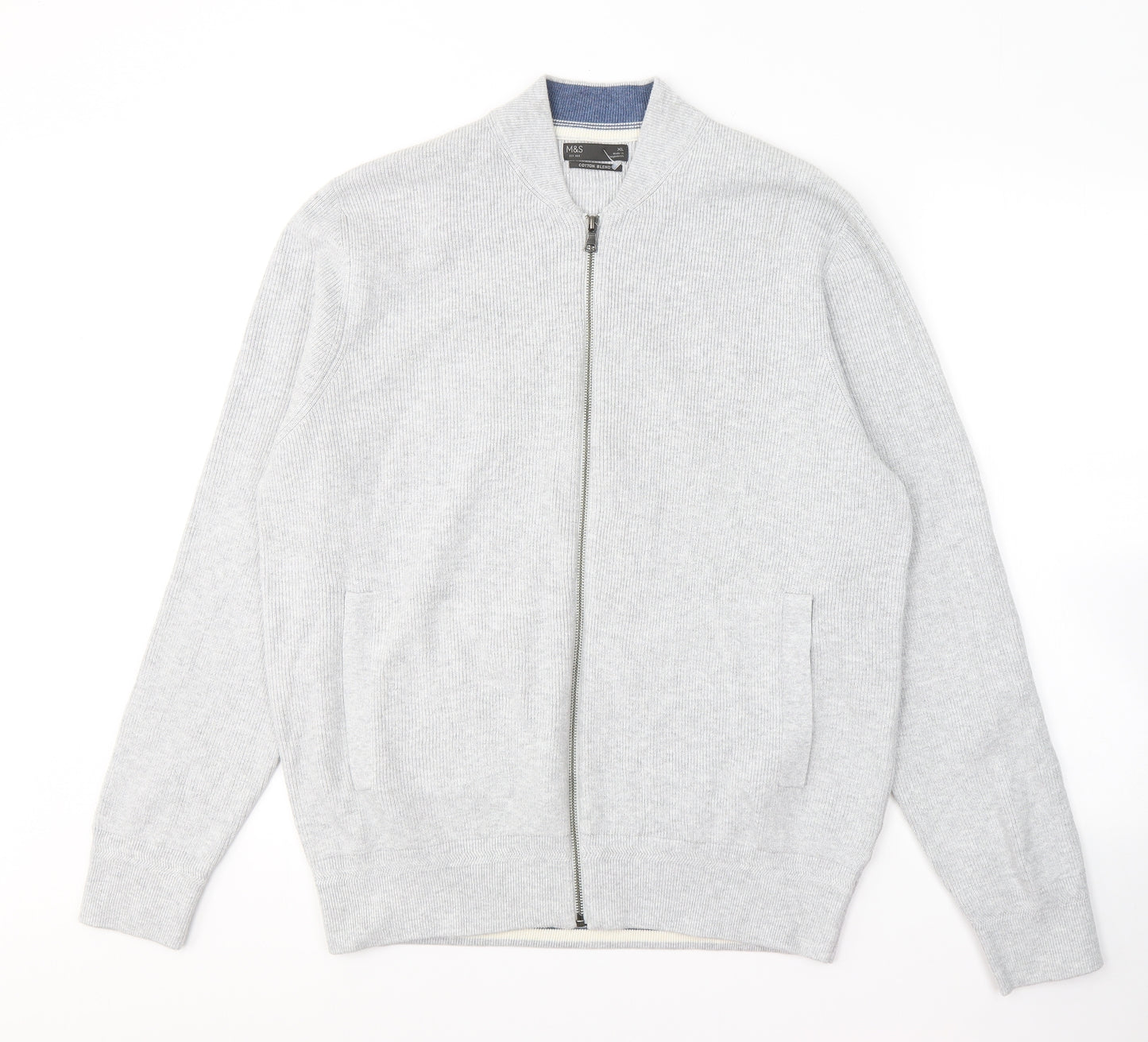 Marks and Spencer Mens Grey  Cotton Full Zip Sweatshirt Size XL