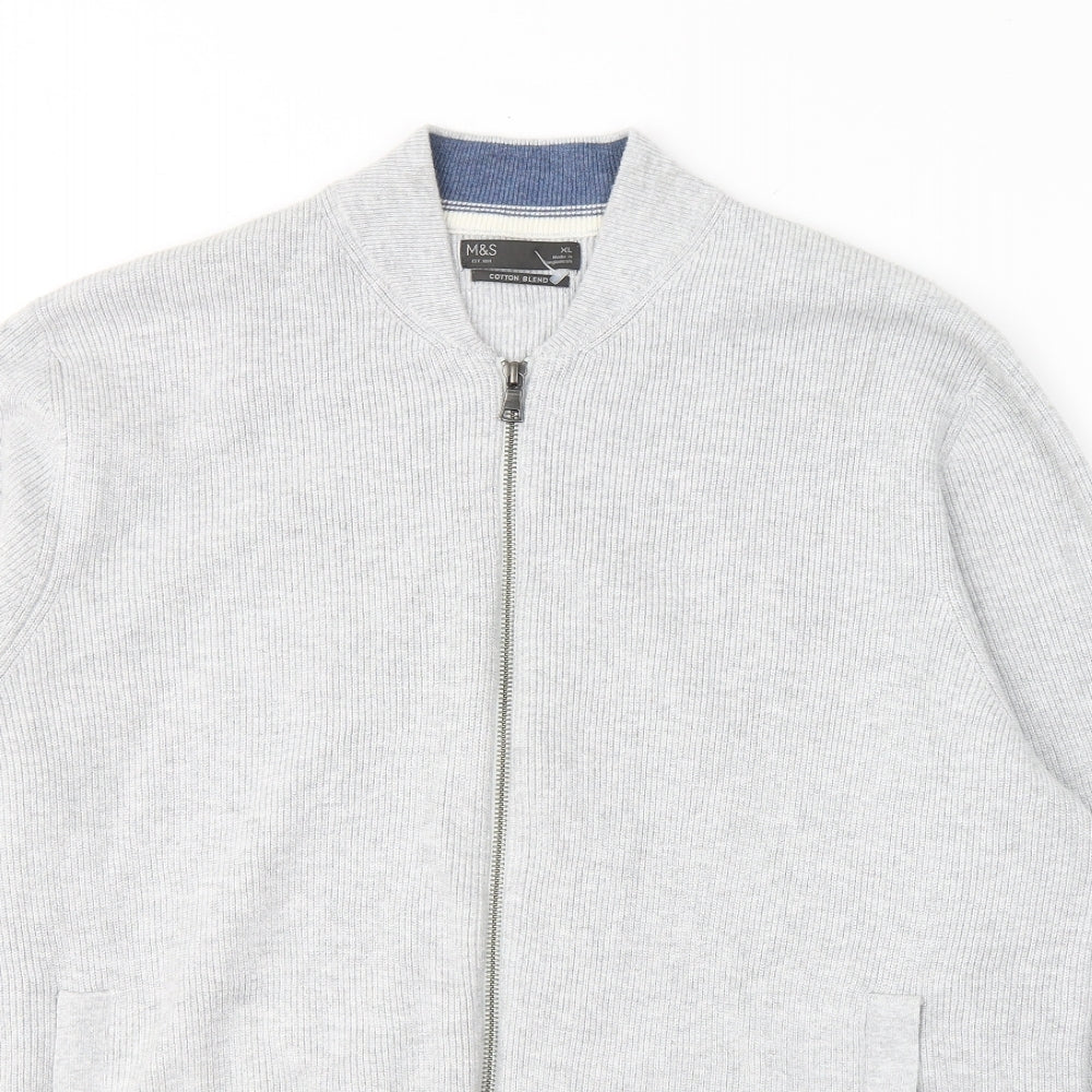 Marks and Spencer Mens Grey  Cotton Full Zip Sweatshirt Size XL