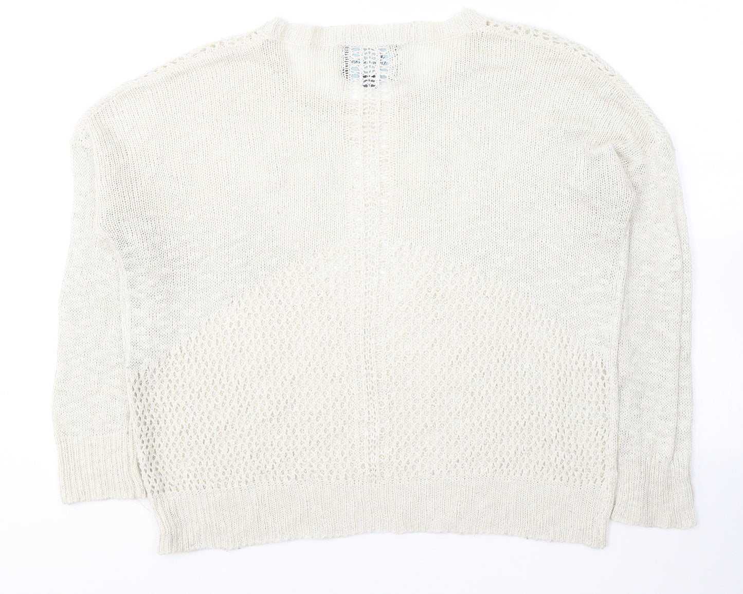 Paper Crane Womens Ivory V-Neck  Polyester Pullover Jumper Size S