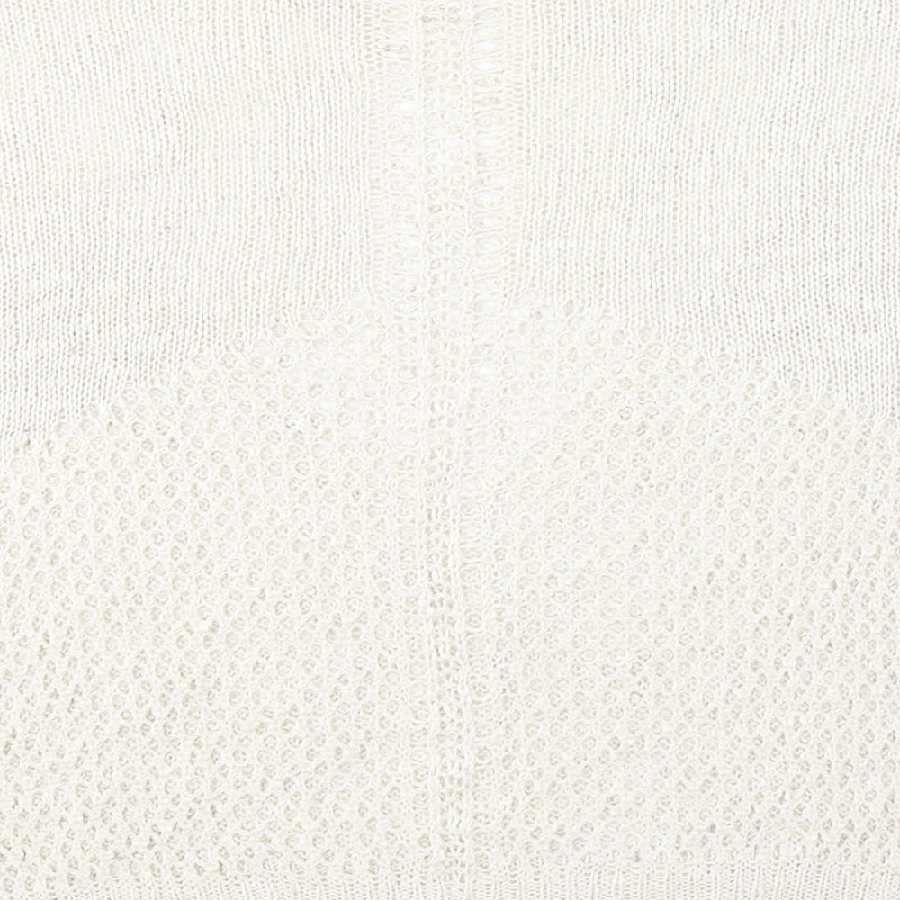Paper Crane Womens Ivory V-Neck  Polyester Pullover Jumper Size S