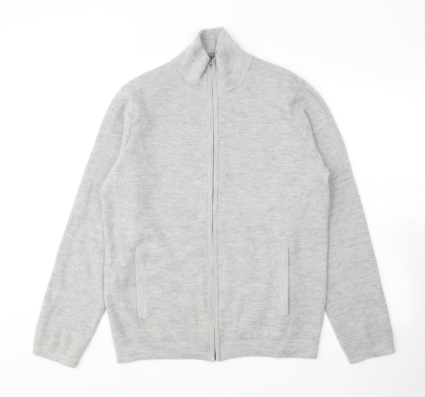 Uniqlo Mens Grey  Acrylic Full Zip Sweatshirt Size L