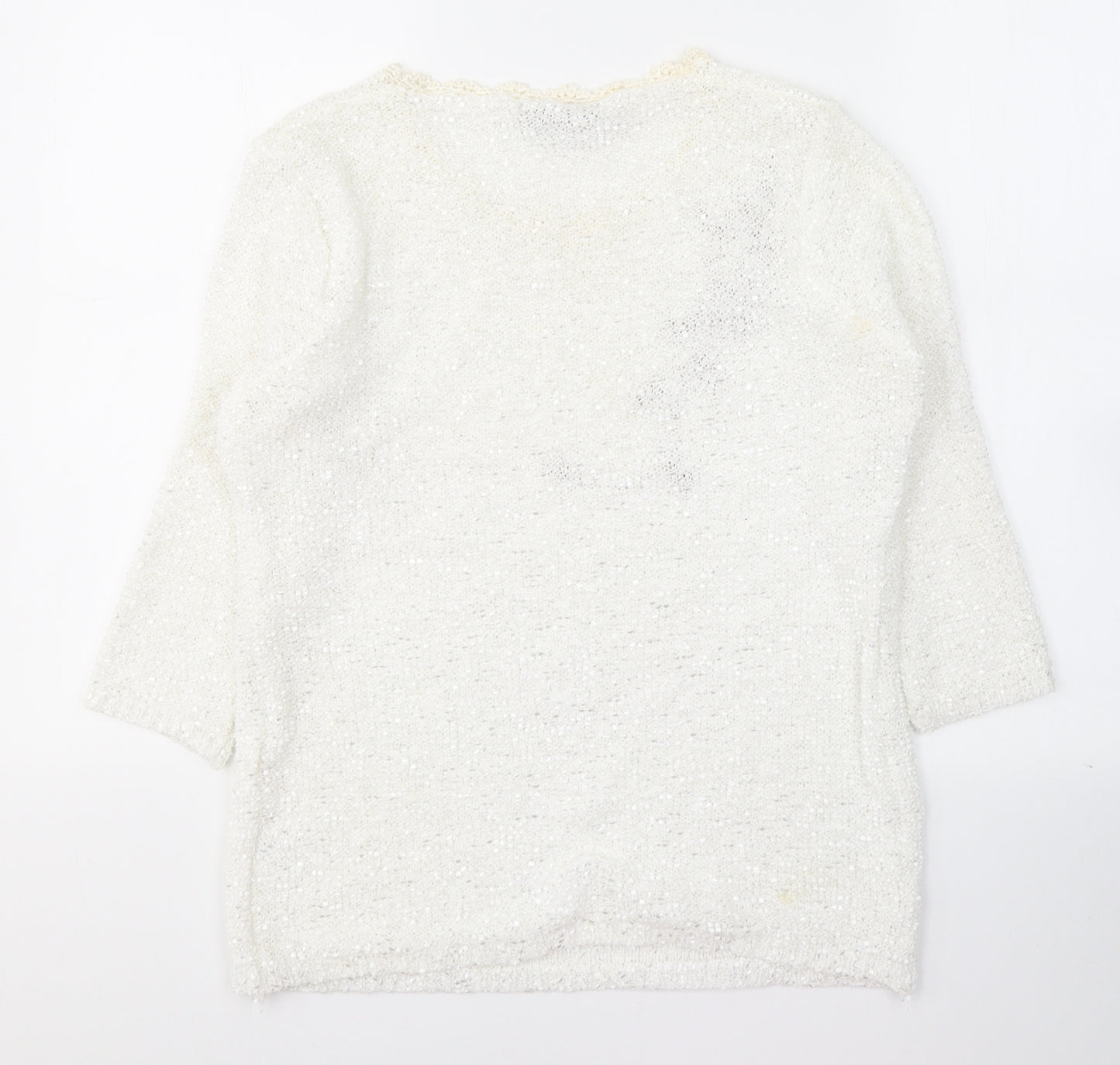Debenhams Womens White Round Neck  Polyester Pullover Jumper Size M