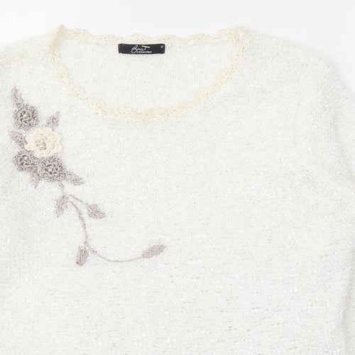 Debenhams Womens White Round Neck  Polyester Pullover Jumper Size M